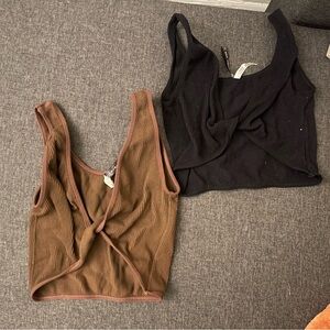 Cropped tie top black & brown